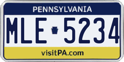 PA license plate MLE5234