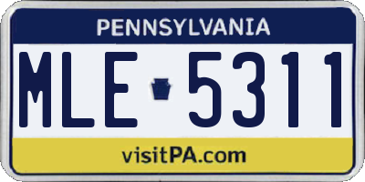 PA license plate MLE5311
