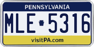 PA license plate MLE5316