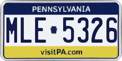 PA license plate MLE5326