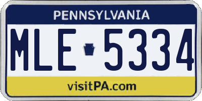 PA license plate MLE5334