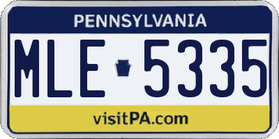 PA license plate MLE5335