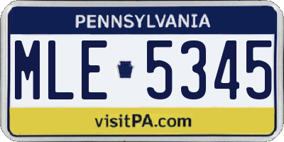 PA license plate MLE5345
