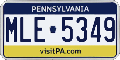 PA license plate MLE5349