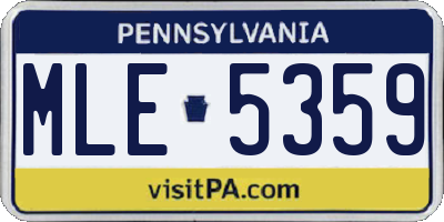 PA license plate MLE5359