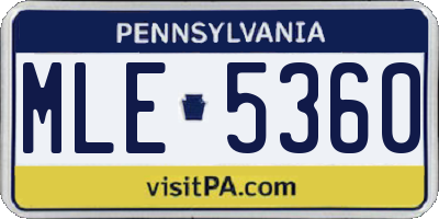 PA license plate MLE5360