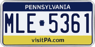 PA license plate MLE5361