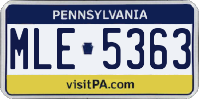 PA license plate MLE5363