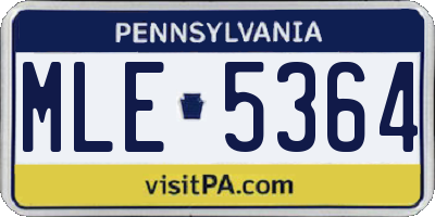 PA license plate MLE5364