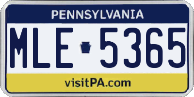 PA license plate MLE5365