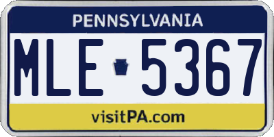 PA license plate MLE5367