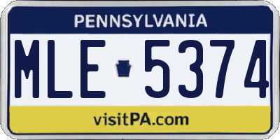PA license plate MLE5374
