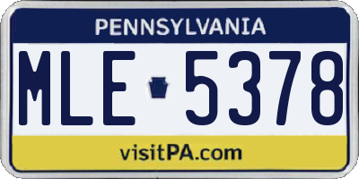 PA license plate MLE5378