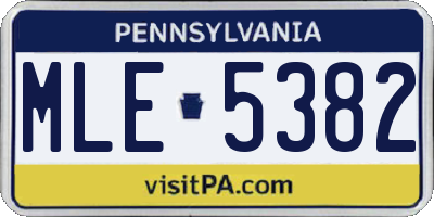 PA license plate MLE5382