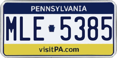 PA license plate MLE5385