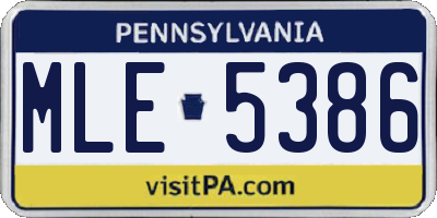 PA license plate MLE5386