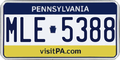 PA license plate MLE5388