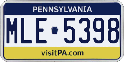 PA license plate MLE5398