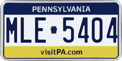 PA license plate MLE5404