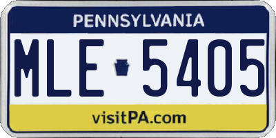 PA license plate MLE5405