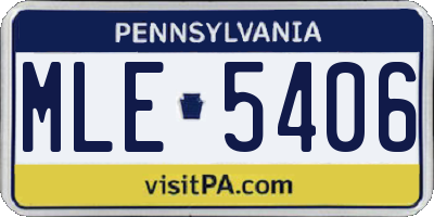 PA license plate MLE5406