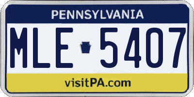PA license plate MLE5407