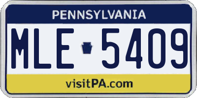 PA license plate MLE5409