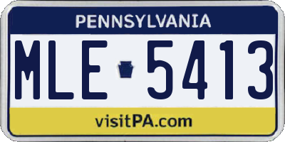 PA license plate MLE5413