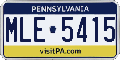 PA license plate MLE5415