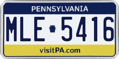 PA license plate MLE5416