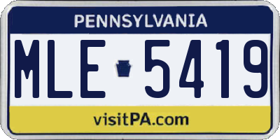 PA license plate MLE5419