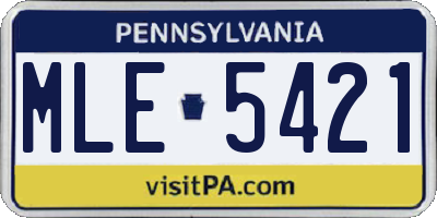 PA license plate MLE5421