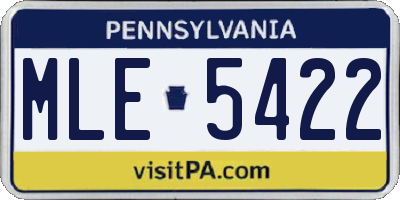 PA license plate MLE5422