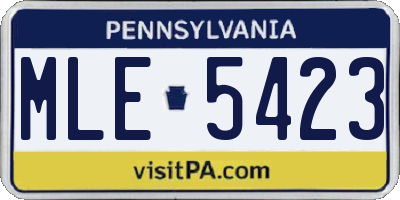 PA license plate MLE5423