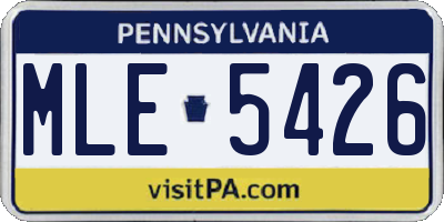 PA license plate MLE5426