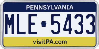 PA license plate MLE5433