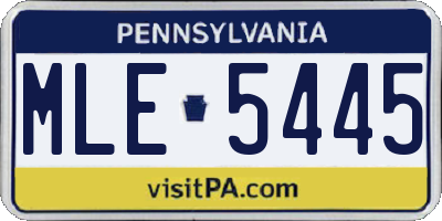 PA license plate MLE5445