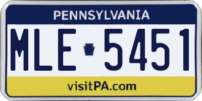 PA license plate MLE5451