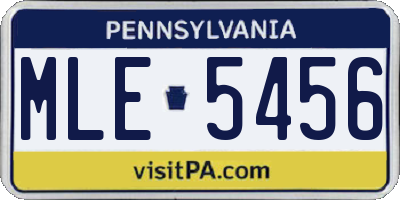 PA license plate MLE5456