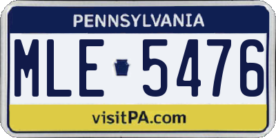 PA license plate MLE5476
