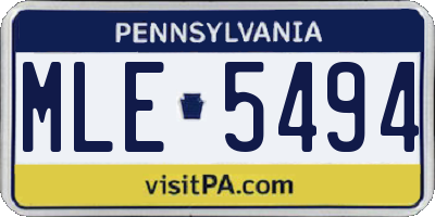 PA license plate MLE5494