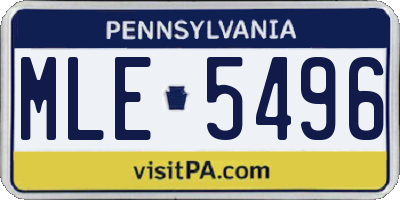 PA license plate MLE5496