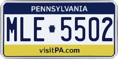 PA license plate MLE5502
