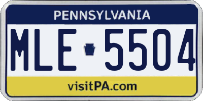 PA license plate MLE5504
