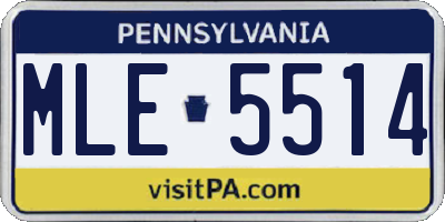 PA license plate MLE5514