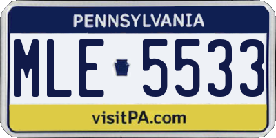 PA license plate MLE5533