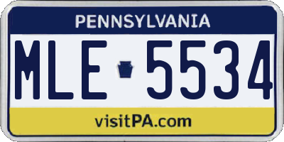 PA license plate MLE5534