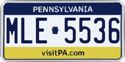 PA license plate MLE5536
