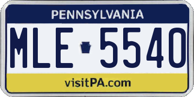 PA license plate MLE5540