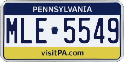 PA license plate MLE5549